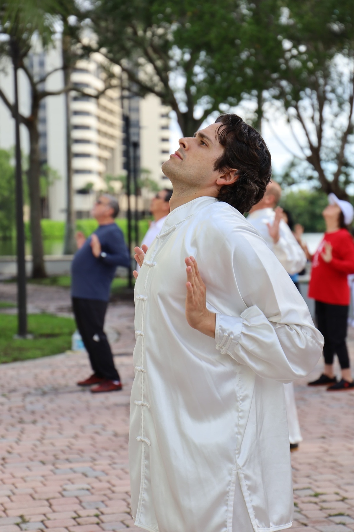 Health Qigong practitioner performing outdoor form