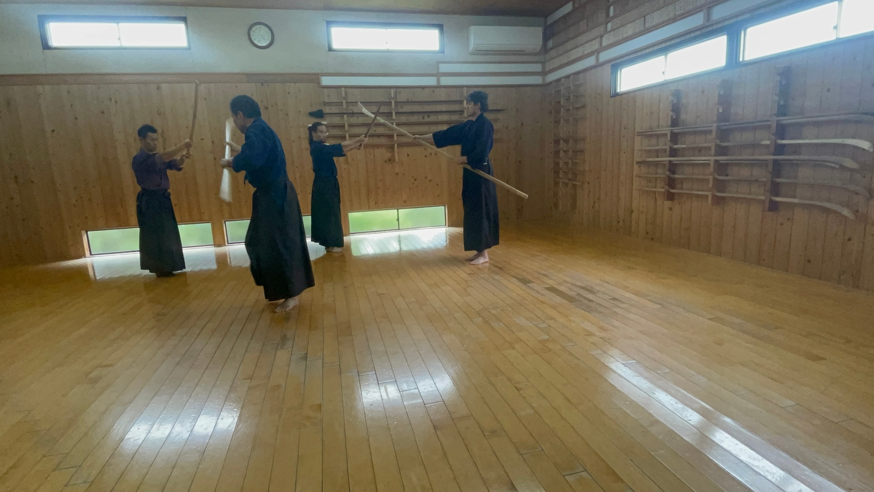 Katori Shinto-Ryu paired weapons kata practice in the Shinbukan dojo