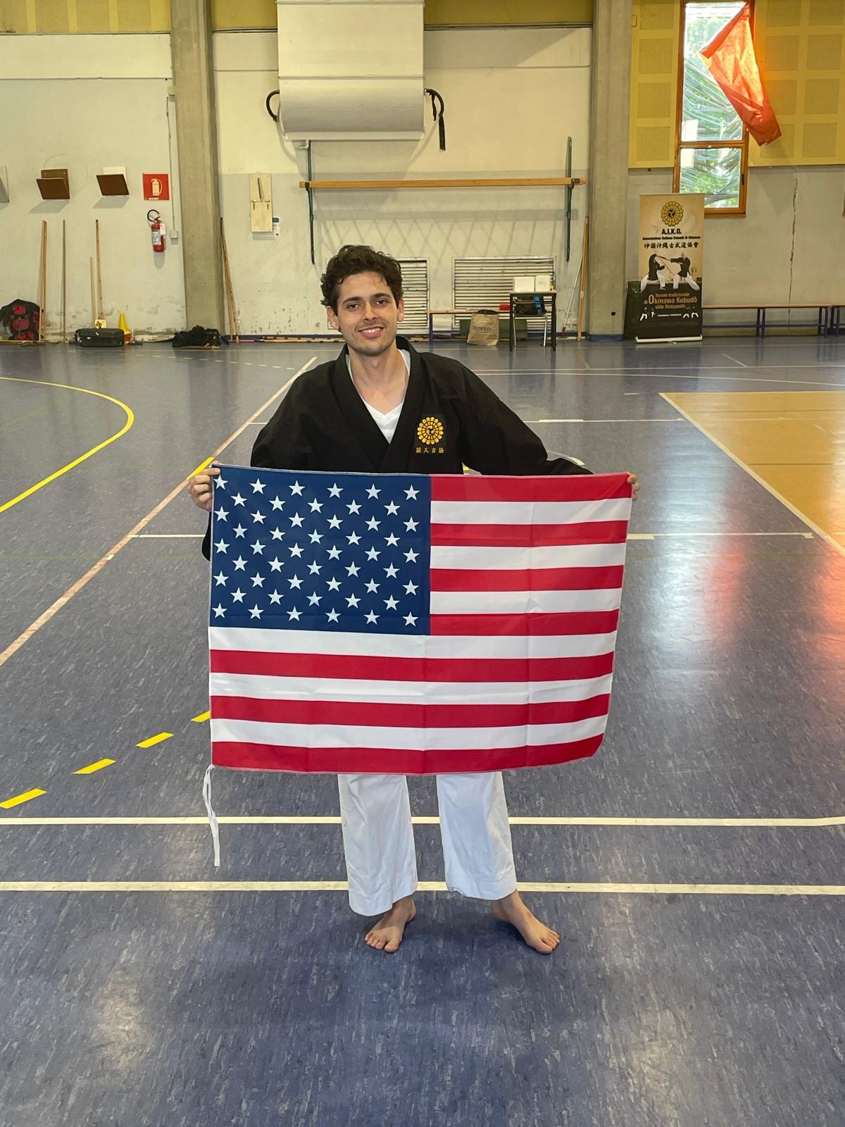 Instructor representing the USA at Matayoshi Kobudo training in Italy