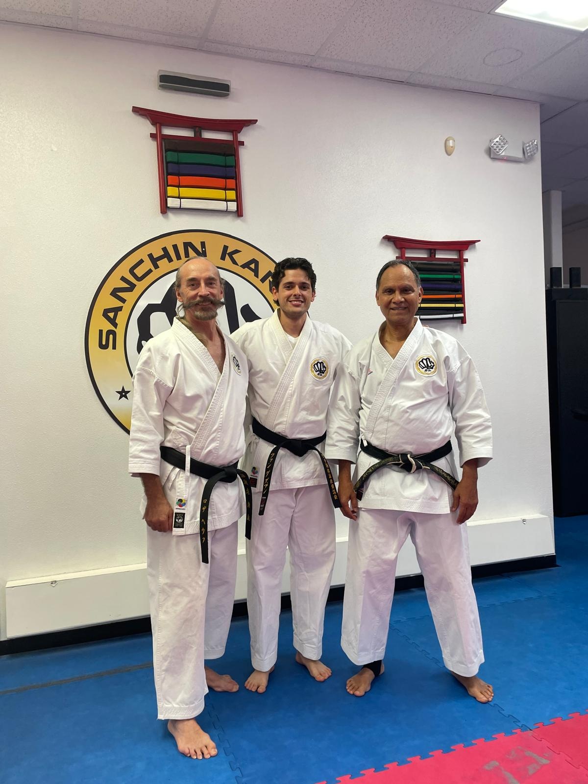 Instructor with Hayashi-Ha Shito-Ryu senseis at Sanchin Karate Dojo